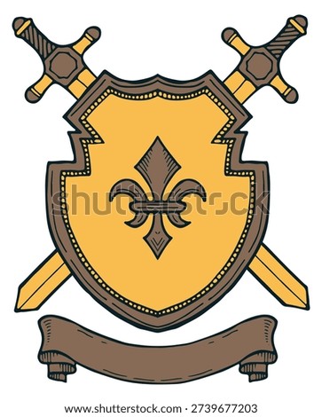 Medieval war knight blazon template. Vintage insignia