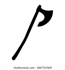 Tipo medieval de guerra de la escotilla de armas, icono de concepto hacha vieja armamento frío silueta negra ilustración vectorial, aislado en blanco. Equipamiento plano de asesinato, arma de fuego mundial.