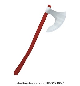 Tipo de arma de guerra medieval de tipo hatchet, concepto icono ax viejo arma fría ilustración vectorial plana, aislado en blanco. Equipo de caricatura de asesinato, arma del mundo.