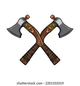 Medieval Warrior Axes. Vector Illustrations For Role Play, Demon Or Evil Concept, Tattoo Template