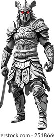 Medieval warrior in detailed armor, standing in a combat stance. Ideal for fantasy art, games, and historical themes.