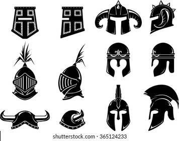 Medieval Warrior Helmet Side and Front View