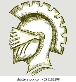 Medieval warrior helmet. Vector Image