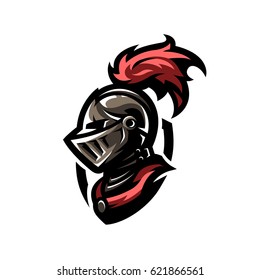 Medieval Warrior Knight In Helmet. Logo, Emblem, Symbol.