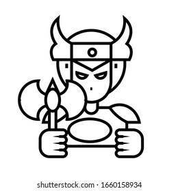 Icono de línea de guerrero medieval, signo de concepto, ilustración de vector de contorno, símbolo lineal.
