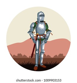 Medieval warrior round icon