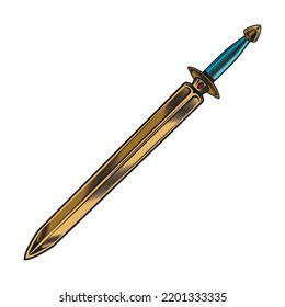 Medieval Warrior Sword. Vector Illustrations For Role Play, Demon Or Evil Concept, Tattoo