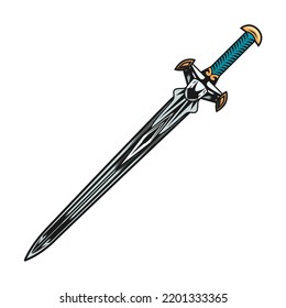 Medieval warrior sword. Vector illustrations for role play, demon or evil concept, tattoo template