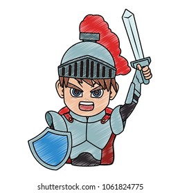 Medieval warrior Videogame character cartoon scribble