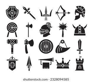 Symbol für mittelalterliche Krieger und Waffen