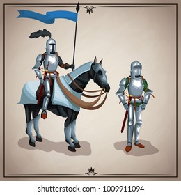 Medieval warriors with horse