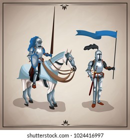 Medieval warriors with horse