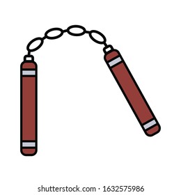 medieval weapon icon flat nunchucks