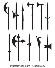 Set Ten Different Types Medieval Halberds Stock Vector (Royalty Free ...