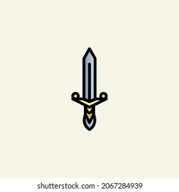 Icono de color lineal de arma medieval.
Símbolo de espada aislado en fondo blanco.
Ilustración del logotipo vector para ui, web, aplicación móvil.