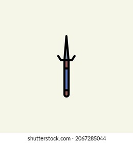 Mittelalterliches Waffenlineares Farbsymbol.
Symbol für Lanzenwaffe einzeln auf weißem Hintergrund.
Vektorlogo-Illustration für i, web, mobile App.