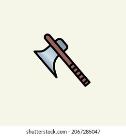 Medieval weapon  linear color icon.
Axe weapon symbol isolated on white background.
Vector logo illustration for ui, web, mobile app.