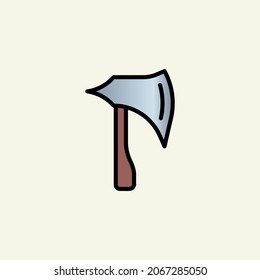 Medieval weapon  linear color icon.
Axe weapon symbol isolated on white background.
Vector logo illustration for ui, web, mobile app.