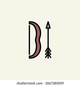 Icono de color lineal de arma medieval.
Símbolo de arco y flechas aislado sobre fondo blanco.
Ilustración del logotipo vector para ui, web, aplicación móvil.