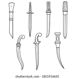 Medieval weapon set vector illustration