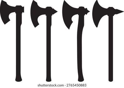 Medieval weapon vector set, viking tool illustration, ancient war gear symbols