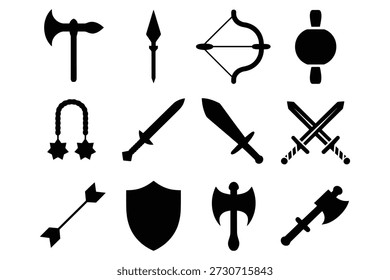 Medieval Weapons and Armor Icons spear arrow