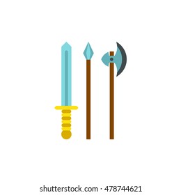 Medieval weapons icon in flat style on a white background vector illustration