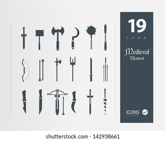 Symbole für mittelalterliche Waffen ( Satz von 19 Symbol Qualität )