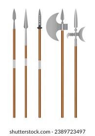 Armas medievales de fondo blanco. Ilustración vectorial.