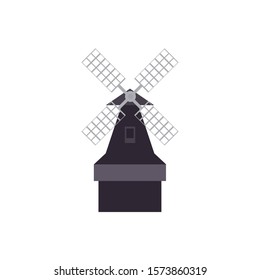 medieval windmill flat style icon vector illustration design