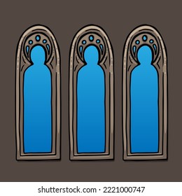 Medieval window colored vector illustration
