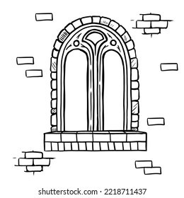 Medieval window on wall vector illustration