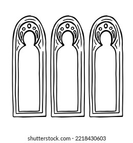 Medieval windows vector illustration isolated on white background