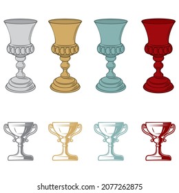 Medieval Wine Goblet Vector Illustration. Medieval Goblet Icon Isolated On A White Background. Holy Grail
