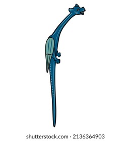 Medieval winged dragon. Gothic illuminated manuscript design. Fantastic animal. Isolated vector illustration.