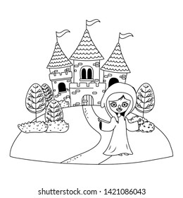 Medieval witch cartoon of fairytale design
