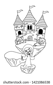 Medieval witch cartoon of fairytale design