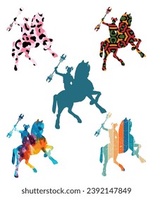 Medieval womans black silhouettes vector