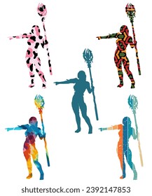 Vector de siluetas negras para mujeres medievales