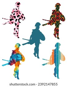 Mittelalterliche Frauen, schwarze Silhouetten, Vektorgrafik