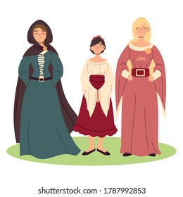 Medieval Women Dresses Design Kingdom Fairytale Stock Vector (Royalty ...