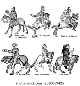 Medieval Woodcut Illustrations of The Canterbury Tales