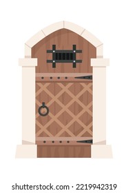 Medieval wooden door with arch