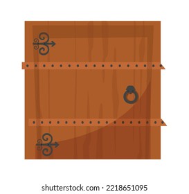 Medieval wooden door flat illustration