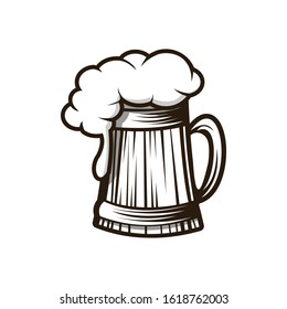 medieval wooden glass of beer for party vector illustration design