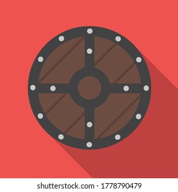 Medieval Wooden Round Shield Flat Design Vector Illustration