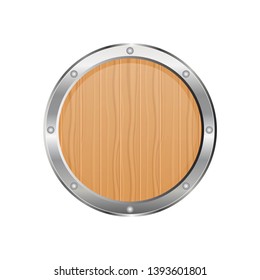 Medieval wooden shield vector illustration isolated on white background