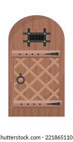 Medieval wooden swing doors illustration