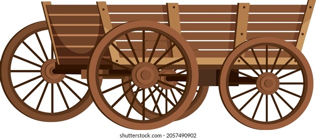 Medieval wooden wagon on white background illustration