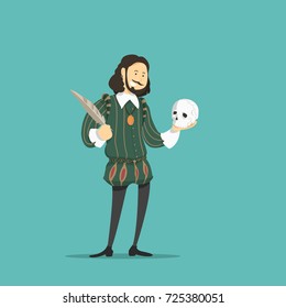 Medieval writer. Vector illustration.